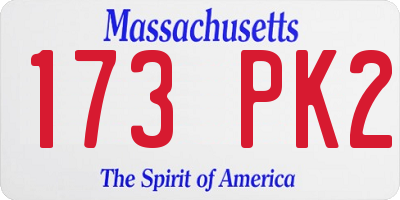 MA license plate 173PK2