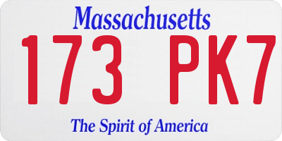 MA license plate 173PK7