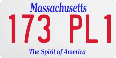 MA license plate 173PL1