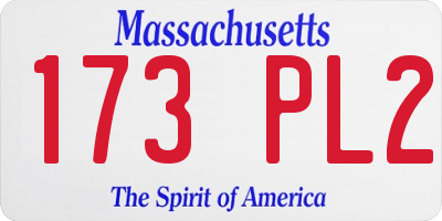 MA license plate 173PL2