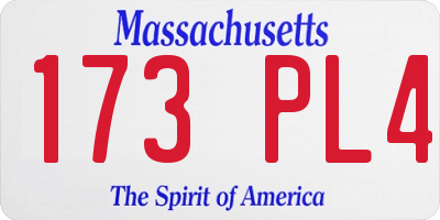 MA license plate 173PL4