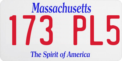 MA license plate 173PL5