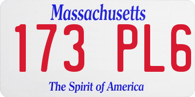 MA license plate 173PL6