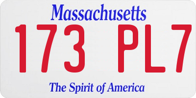 MA license plate 173PL7