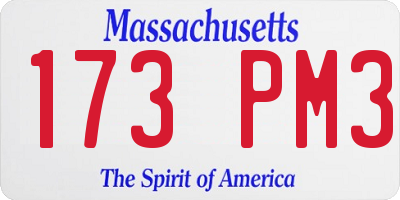 MA license plate 173PM3