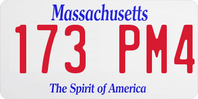 MA license plate 173PM4