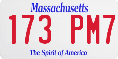 MA license plate 173PM7