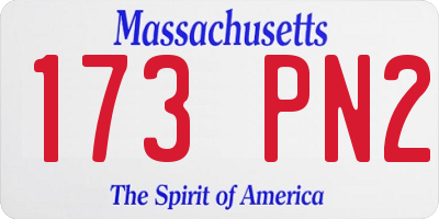 MA license plate 173PN2