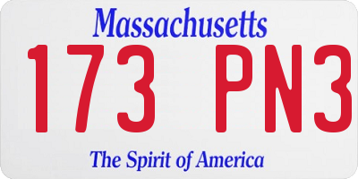 MA license plate 173PN3