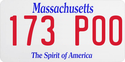 MA license plate 173PO0
