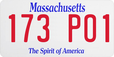 MA license plate 173PO1