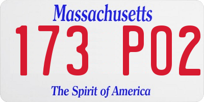MA license plate 173PO2