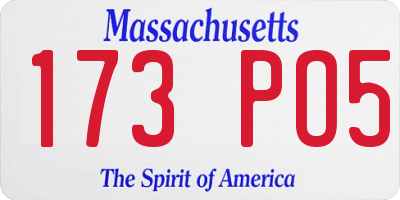 MA license plate 173PO5
