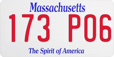 MA license plate 173PO6