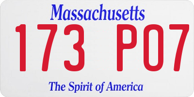 MA license plate 173PO7