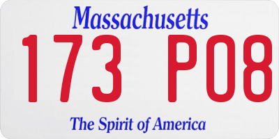 MA license plate 173PO8