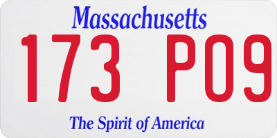 MA license plate 173PO9