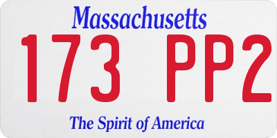 MA license plate 173PP2