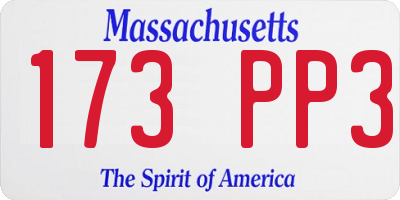 MA license plate 173PP3