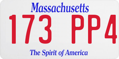 MA license plate 173PP4