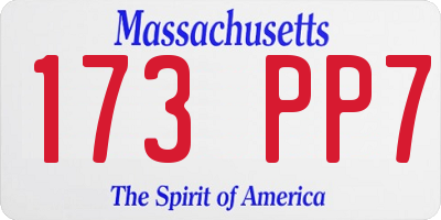MA license plate 173PP7
