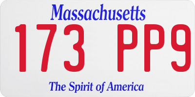 MA license plate 173PP9