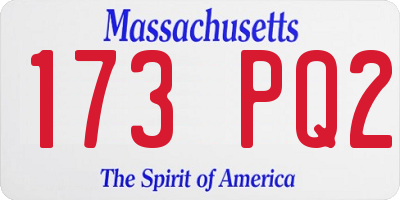MA license plate 173PQ2