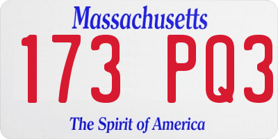 MA license plate 173PQ3