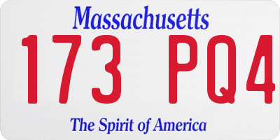 MA license plate 173PQ4