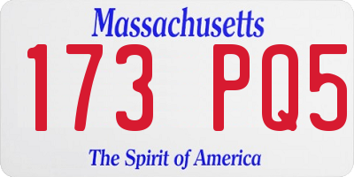 MA license plate 173PQ5
