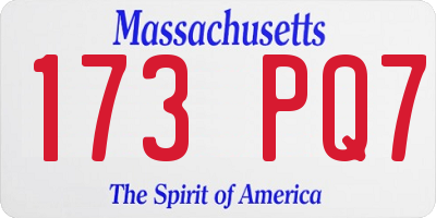 MA license plate 173PQ7
