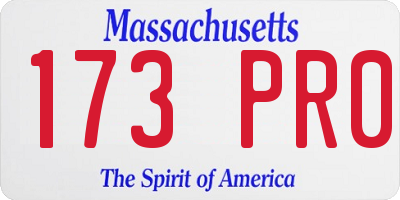 MA license plate 173PR0