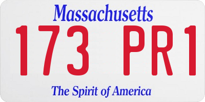 MA license plate 173PR1