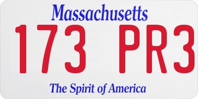 MA license plate 173PR3