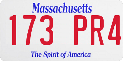 MA license plate 173PR4