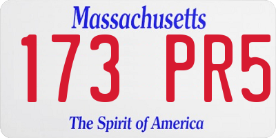 MA license plate 173PR5