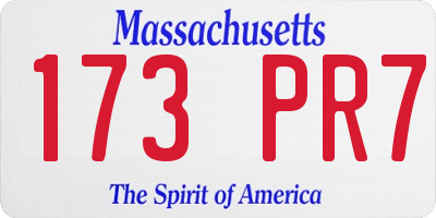 MA license plate 173PR7