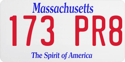 MA license plate 173PR8