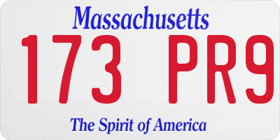 MA license plate 173PR9