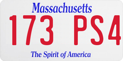 MA license plate 173PS4