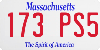 MA license plate 173PS5