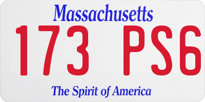 MA license plate 173PS6