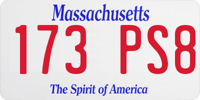 MA license plate 173PS8