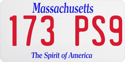 MA license plate 173PS9