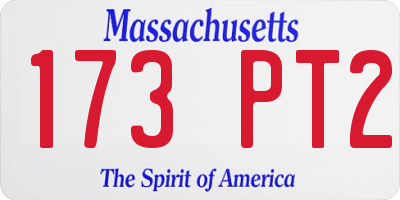 MA license plate 173PT2