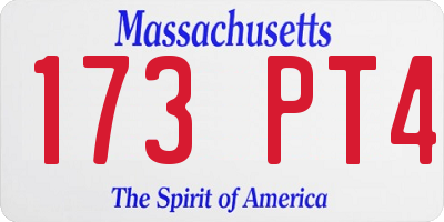MA license plate 173PT4