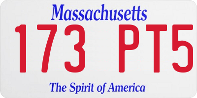 MA license plate 173PT5
