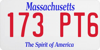 MA license plate 173PT6