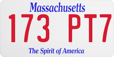 MA license plate 173PT7