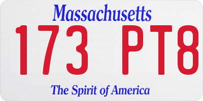 MA license plate 173PT8